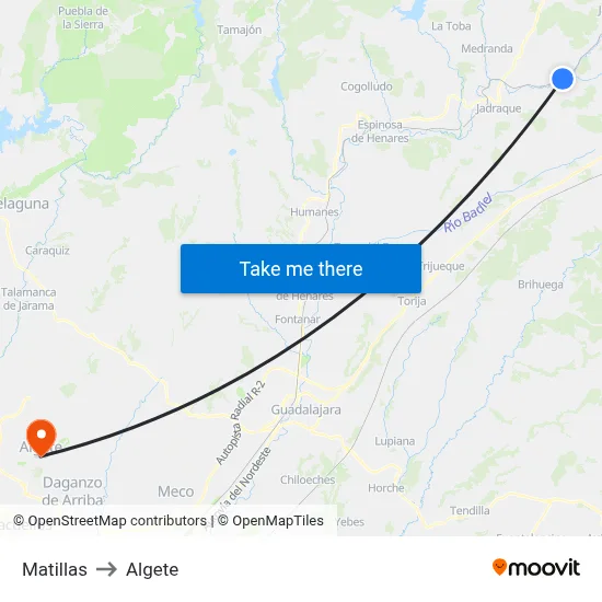 Matillas to Algete map