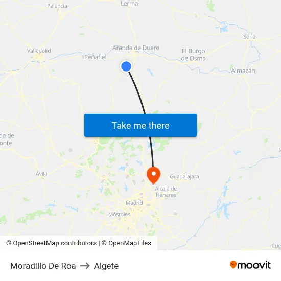Moradillo De Roa to Algete map