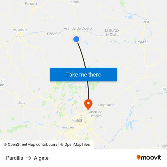 Pardilla to Algete map