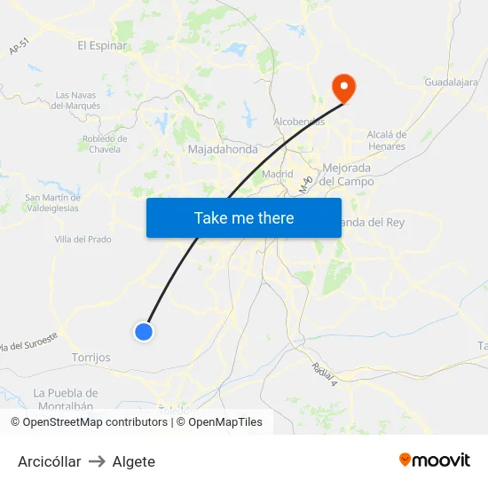 Arcicóllar to Algete map