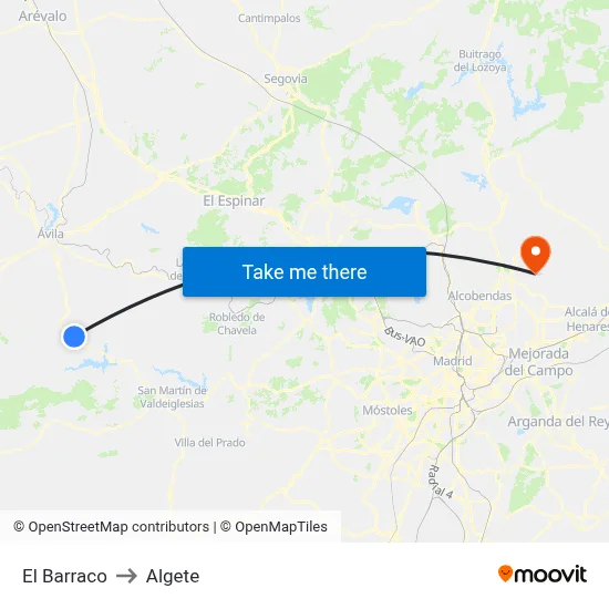 El Barraco to Algete map