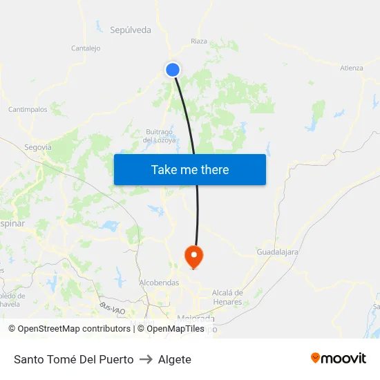 Santo Tomé Del Puerto to Algete map