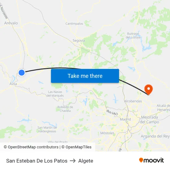 San Esteban De Los Patos to Algete map