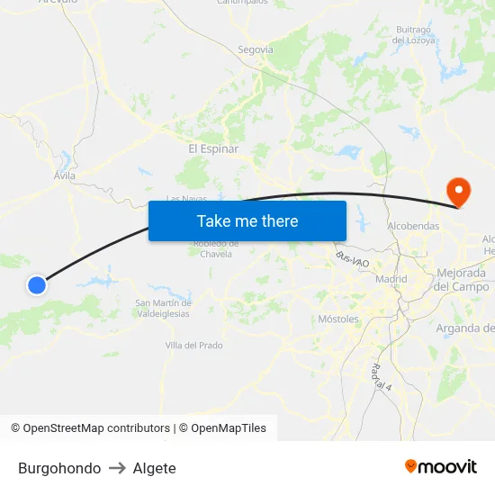 Burgohondo to Algete map