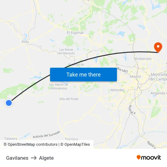 Gavilanes to Algete map