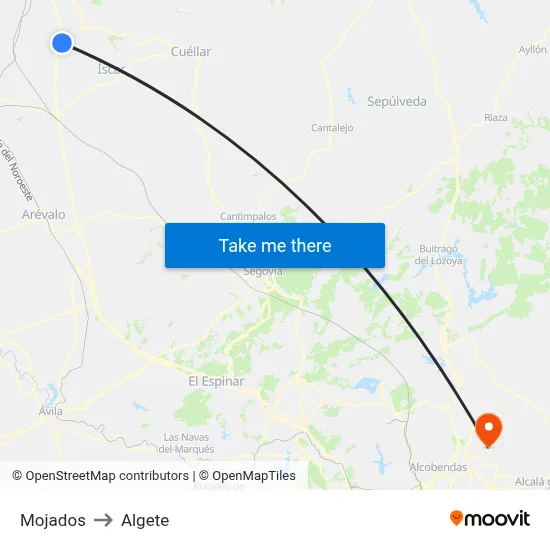 Mojados to Algete map