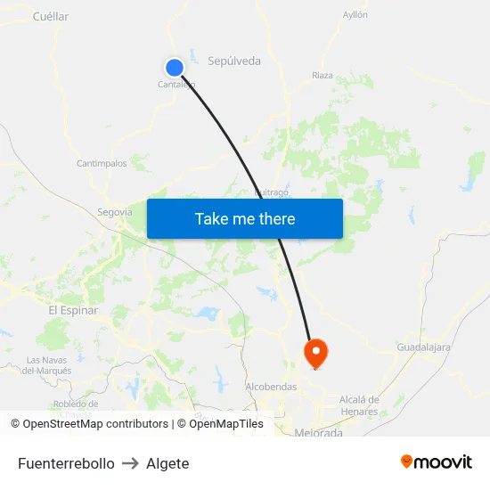 Fuenterrebollo to Algete map