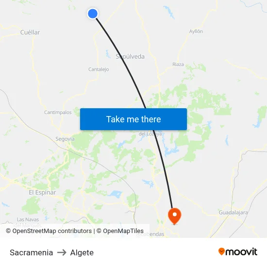 Sacramenia to Algete map