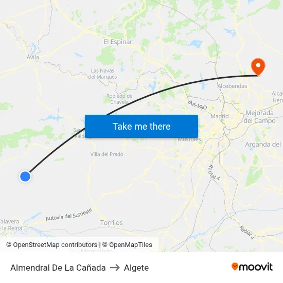 Almendral De La Cañada to Algete map