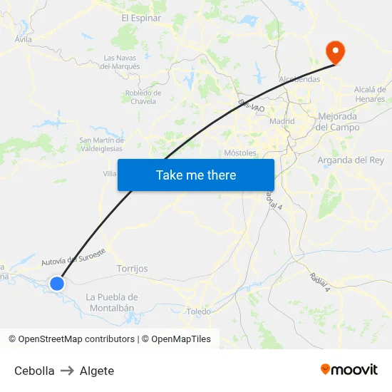 Cebolla to Algete map