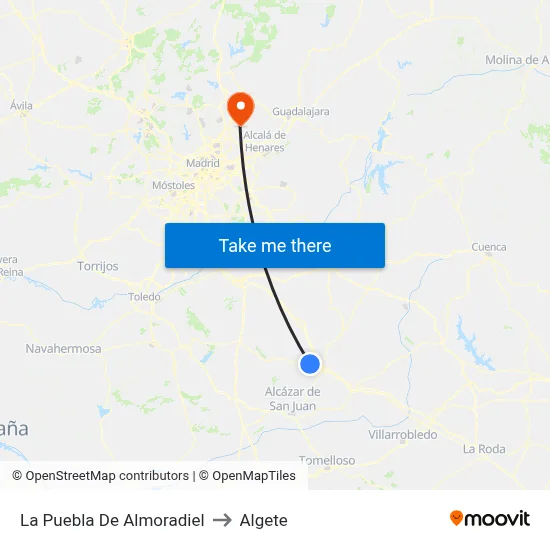 La Puebla De Almoradiel to Algete map
