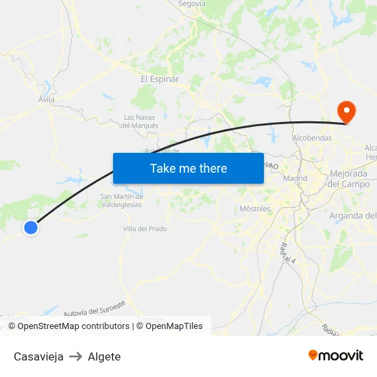 Casavieja to Algete map