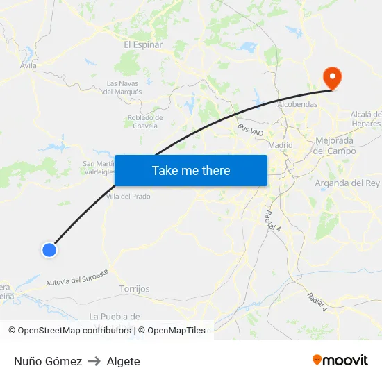 Nuño Gómez to Algete map