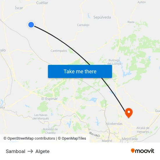 Samboal to Algete map