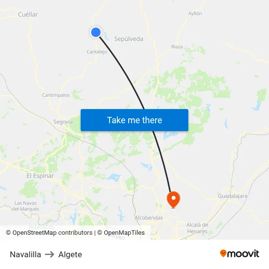 Navalilla to Algete map