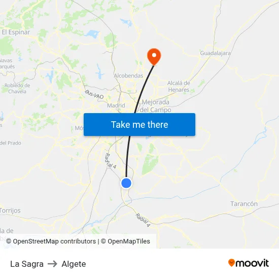 La Sagra to Algete map