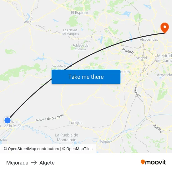 Mejorada to Algete map