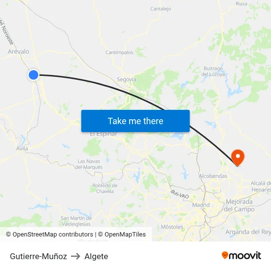 Gutierre-Muñoz to Algete map