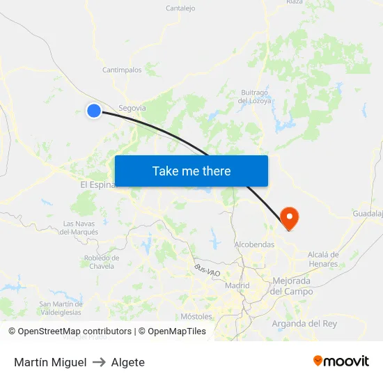 Martín Miguel to Algete map