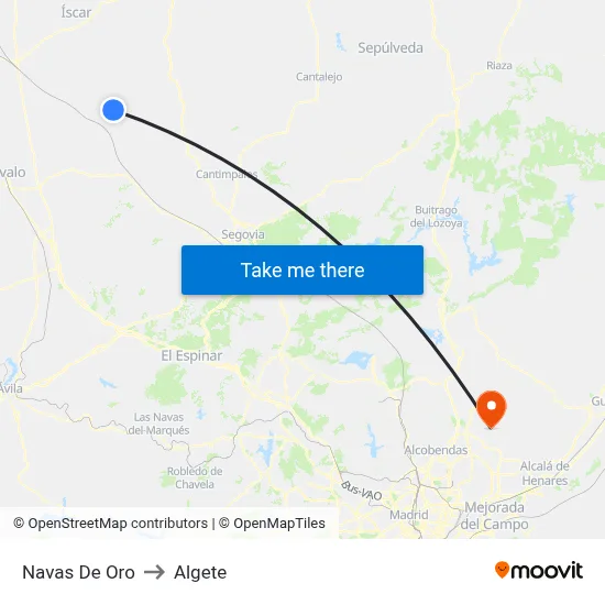 Navas De Oro to Algete map