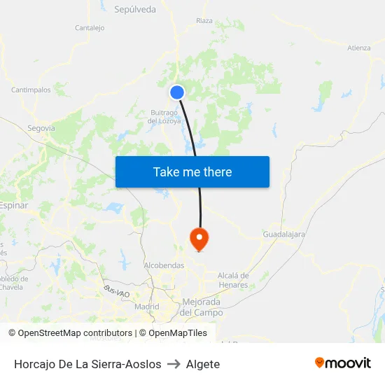 Horcajo De La Sierra-Aoslos to Algete map