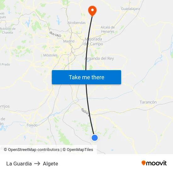 La Guardia to Algete map