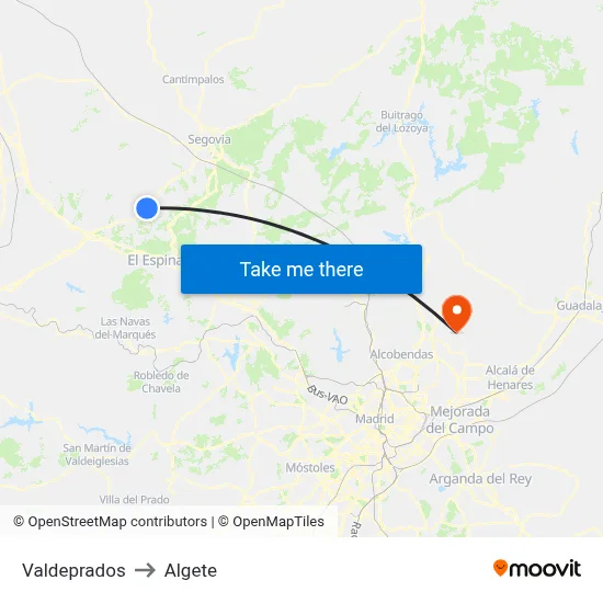 Valdeprados to Algete map