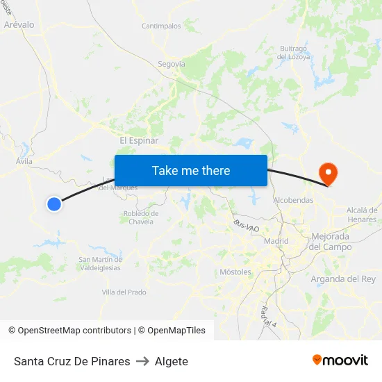 Santa Cruz De Pinares to Algete map