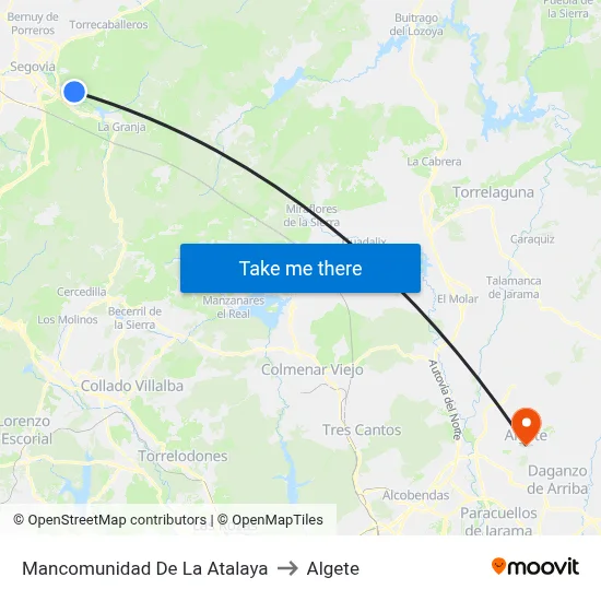 Mancomunidad De La Atalaya to Algete map