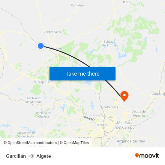 Garcillán to Algete map