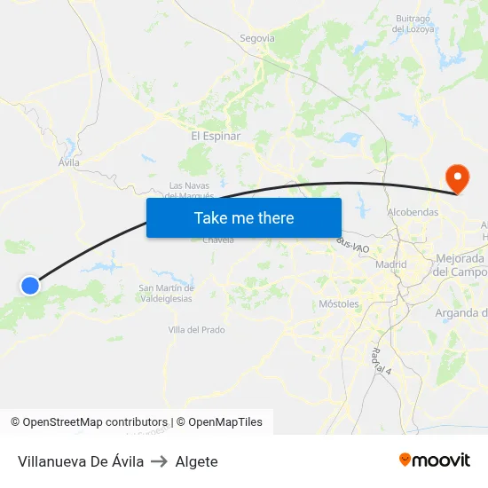 Villanueva De Ávila to Algete map