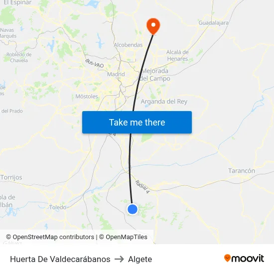 Huerta De Valdecarábanos to Algete map