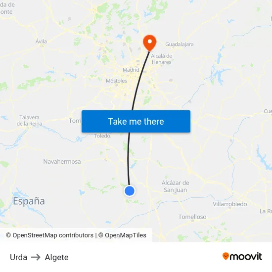 Urda to Algete map