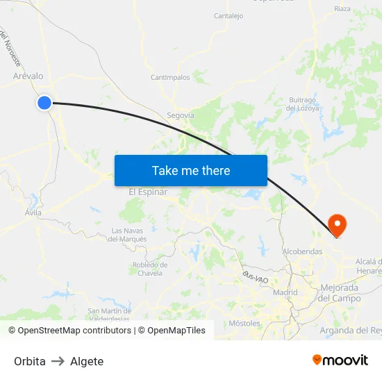 Orbita to Algete map