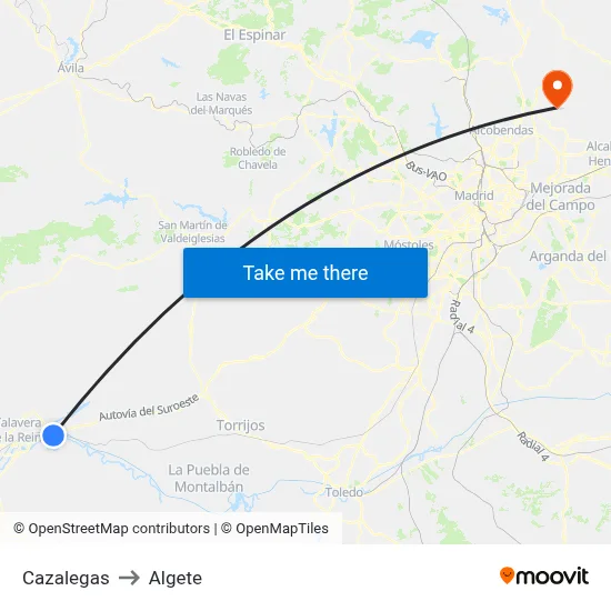Cazalegas to Algete map