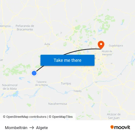 Mombeltrán to Algete map