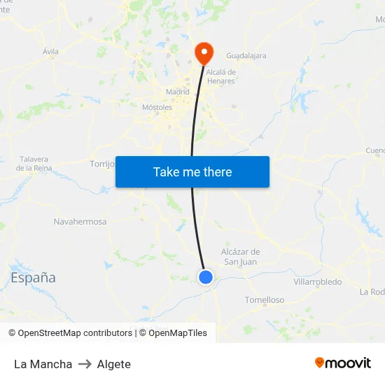 La Mancha to Algete map