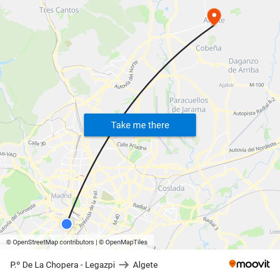 P.º De La Chopera - Legazpi to Algete map