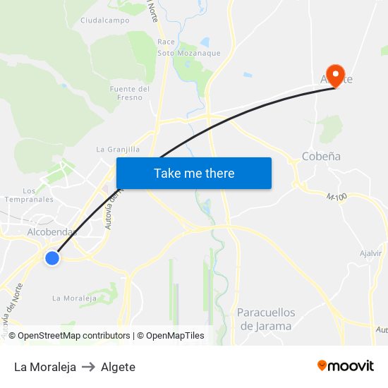 La Moraleja to Algete map