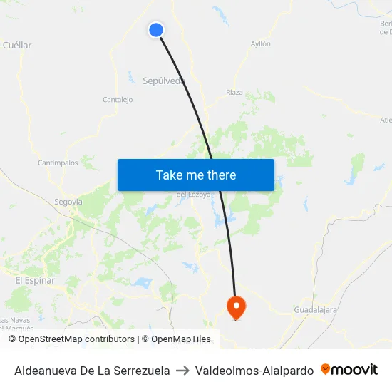 Aldeanueva De La Serrezuela to Valdeolmos-Alalpardo map