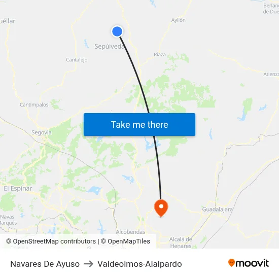 Navares De Ayuso to Valdeolmos-Alalpardo map