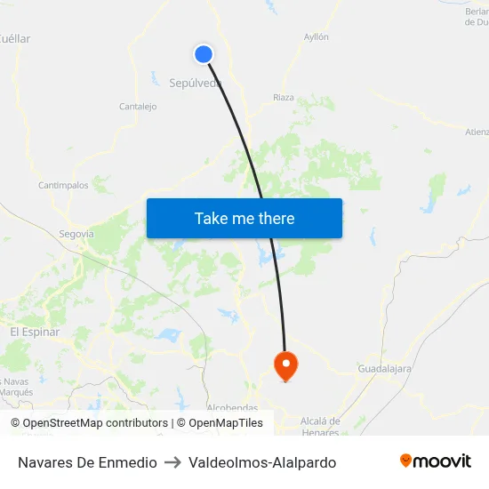Navares De Enmedio to Valdeolmos-Alalpardo map