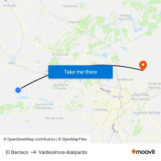 El Barraco to Valdeolmos-Alalpardo map