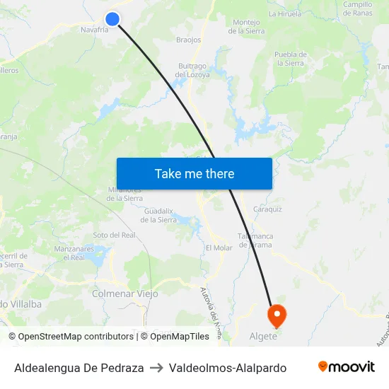Aldealengua De Pedraza to Valdeolmos-Alalpardo map