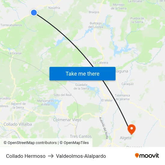 Collado Hermoso to Valdeolmos-Alalpardo map