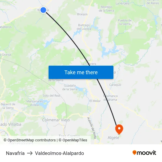 Navafría to Valdeolmos-Alalpardo map