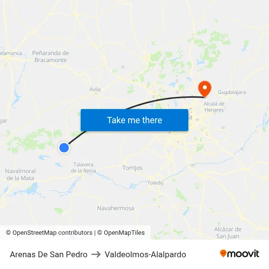 Arenas De San Pedro to Valdeolmos-Alalpardo map