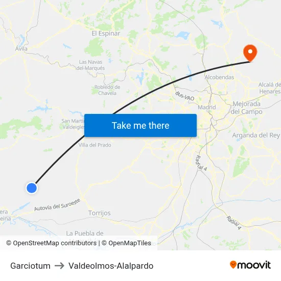 Garciotum to Valdeolmos-Alalpardo map