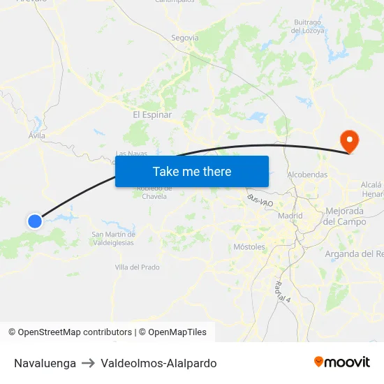 Navaluenga to Valdeolmos-Alalpardo map