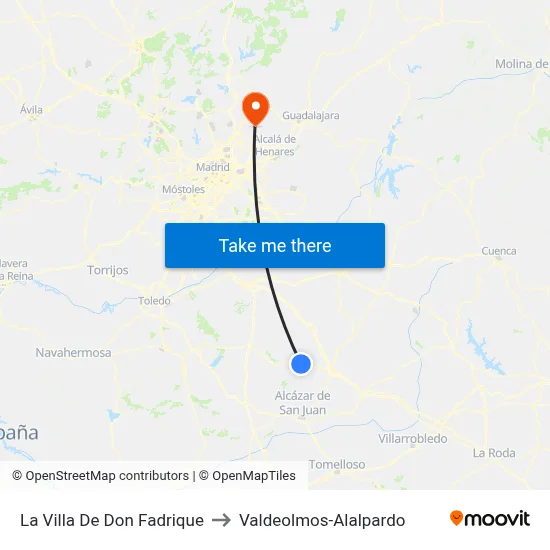 La Villa De Don Fadrique to Valdeolmos-Alalpardo map